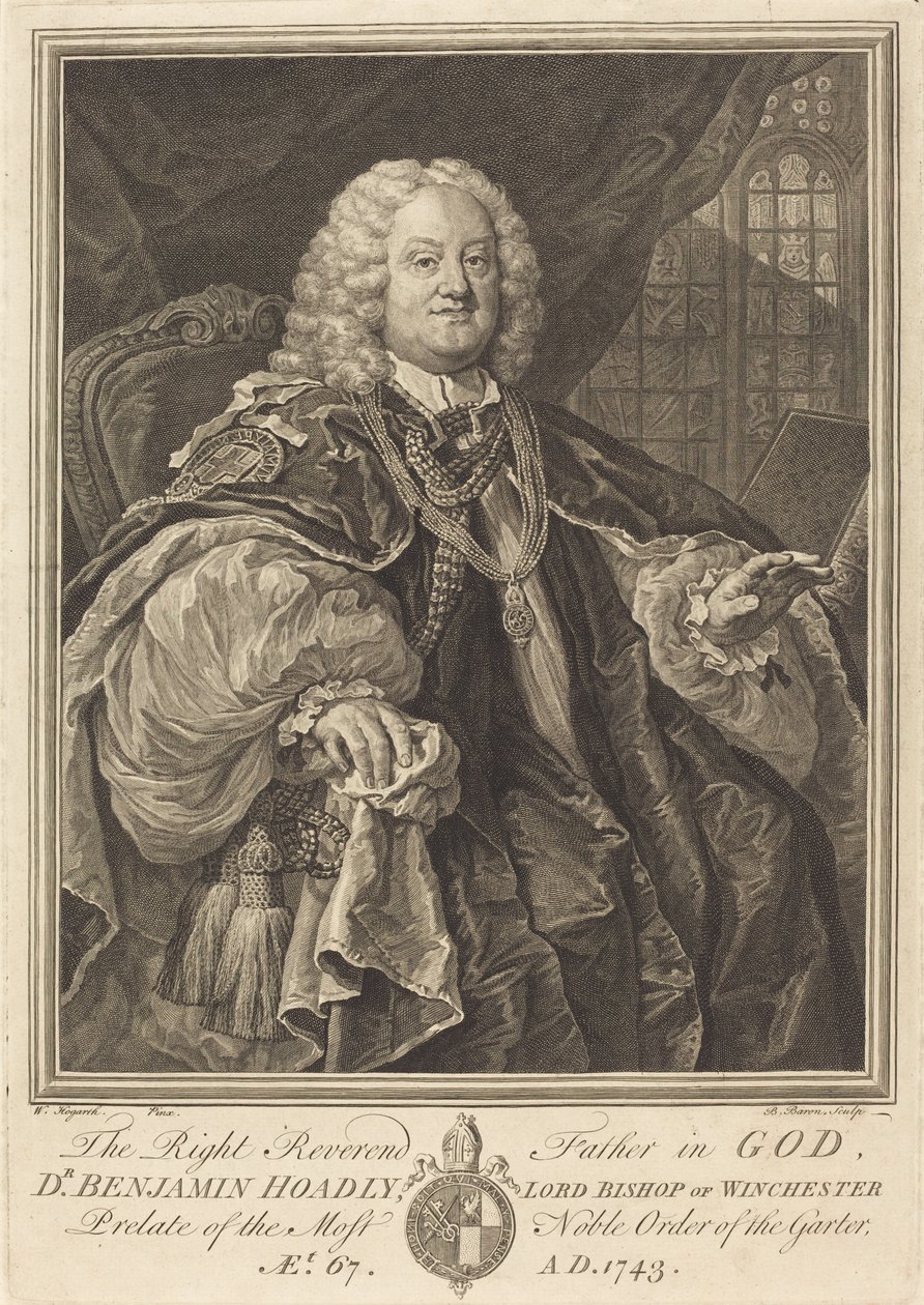 Bisschop Hoadly door Bernard Baron after William Hogarth