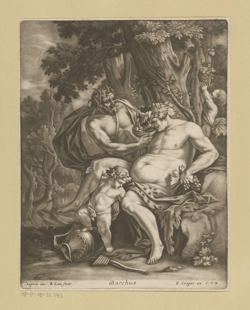 Bacchus omringd door saters door Bernard Lens (II)