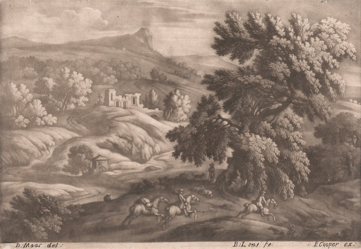 Landschap met Ruiter door Bernard Lens