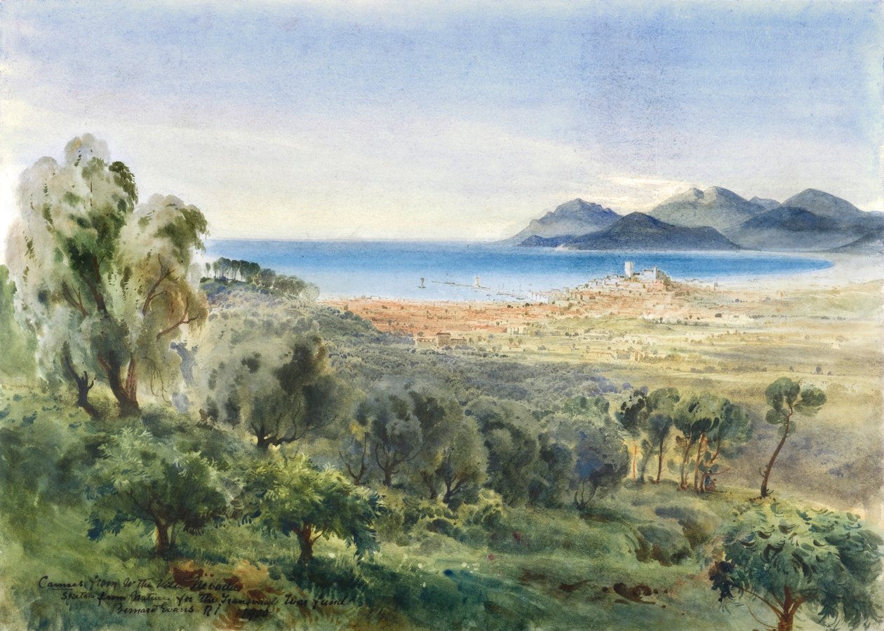 Cannes vanaf de Villa Nevada door Bernard Walter Evans