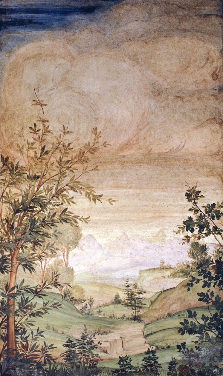 Italië, Milaan, Kerk van San Maurizio, Landschap door Bernardino Luini