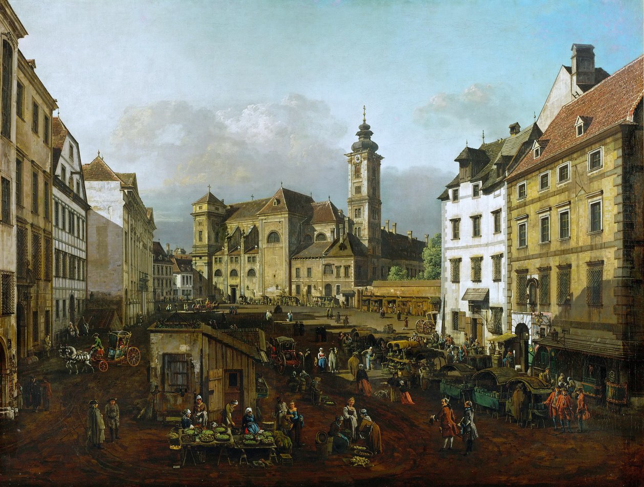 Freyung in Wenen: Gezicht vanuit het zuidoosten door Bernardo Bellotto