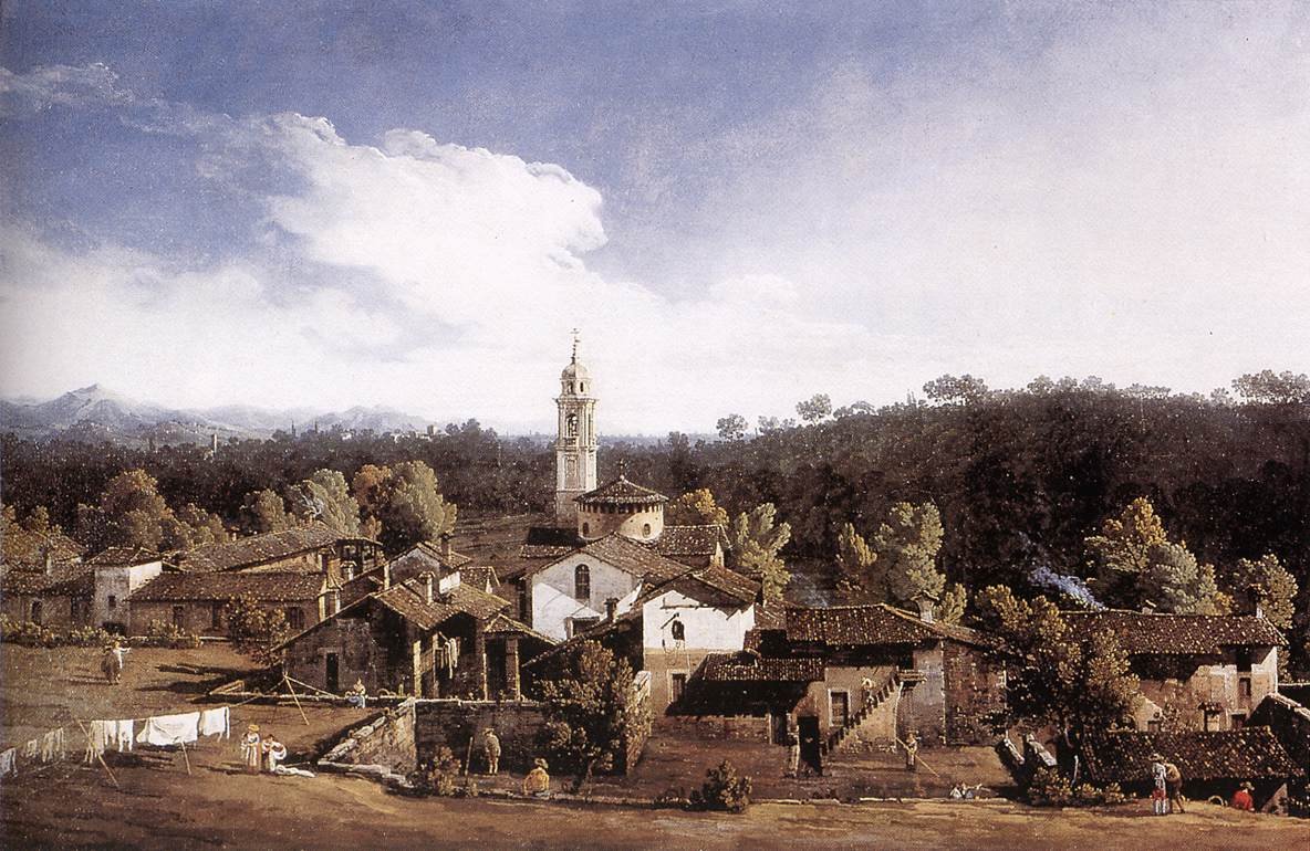 Uitzicht op Gazzada bij Varese door Bernardo Bellotto