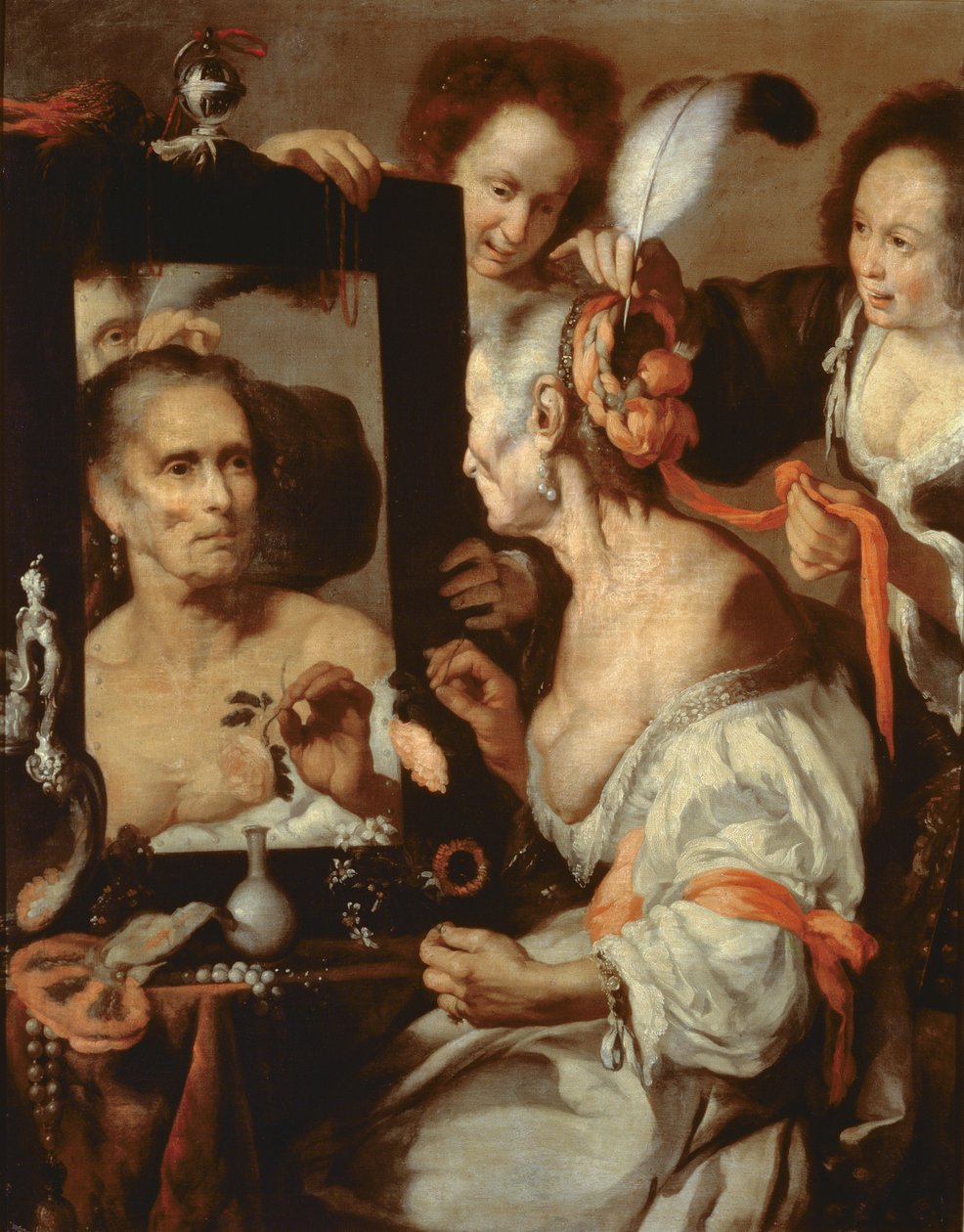 Oude coquette door Bernardo Strozzi