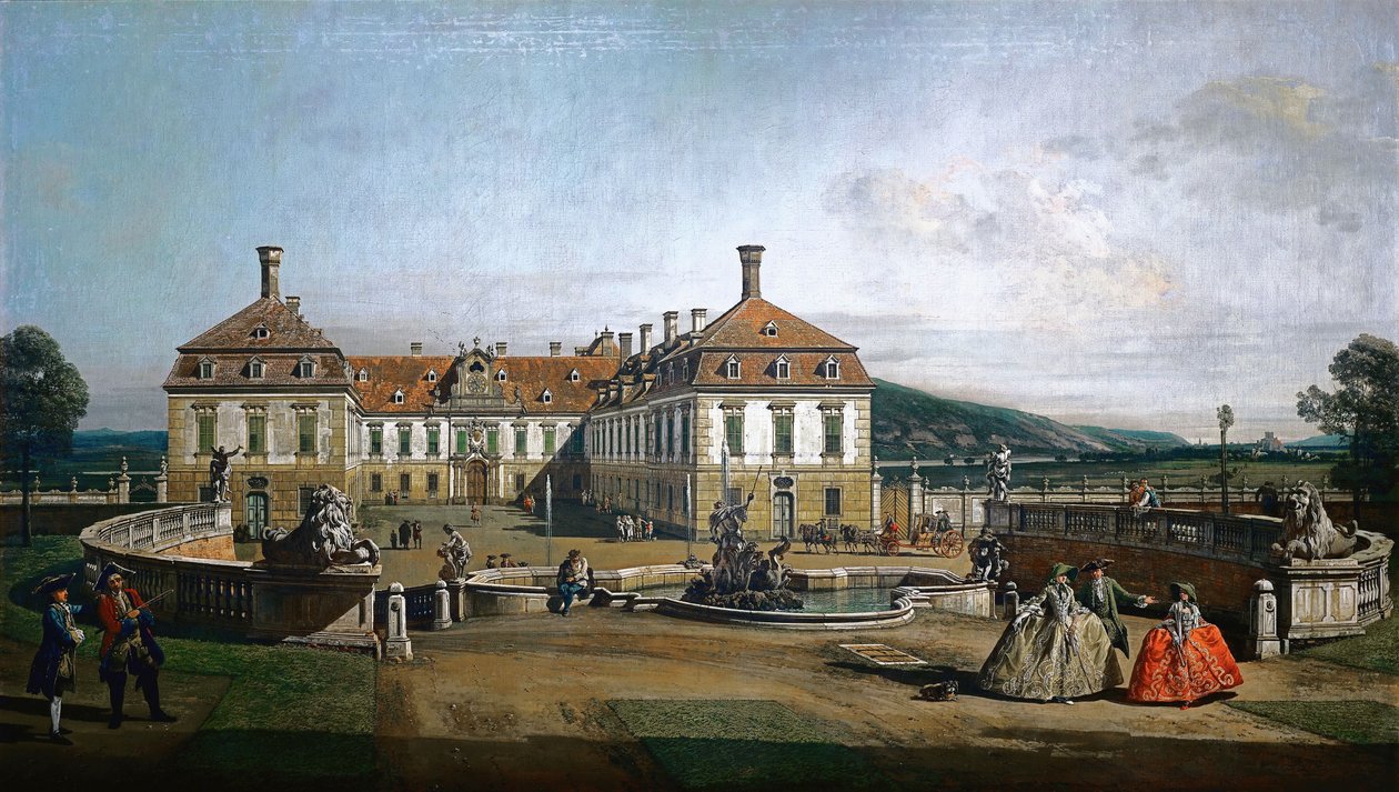 Duits: Het keizerlijk lustpaleis Schloss Hof, zijde van het hof van eer door Bernardo Bellotto