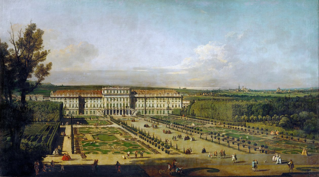 Keizerlijk paleis Schönbrunn, tuingevel. door Bernardo Bellotto