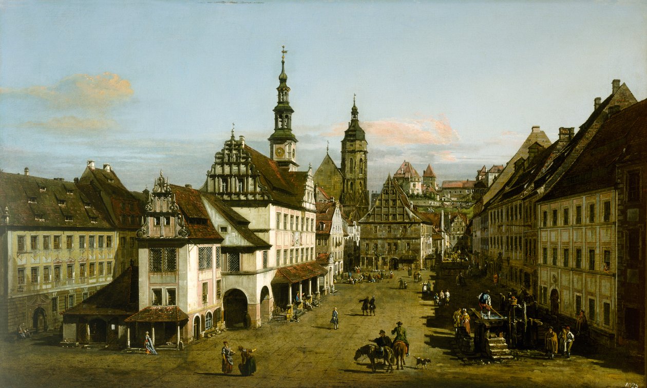 De Markt in Pirna door Bernardo Bellotto