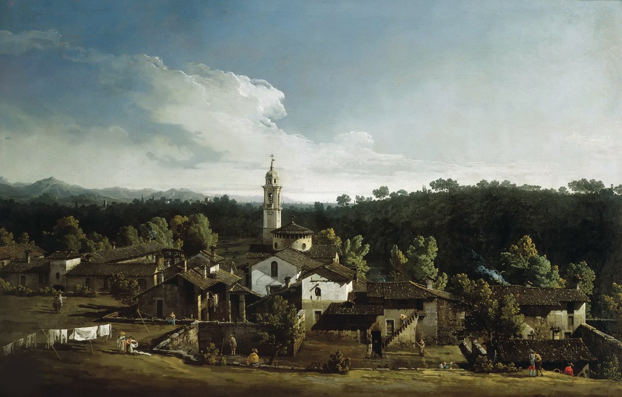 Uitzicht op Gazzada door Bernardo Bellotto