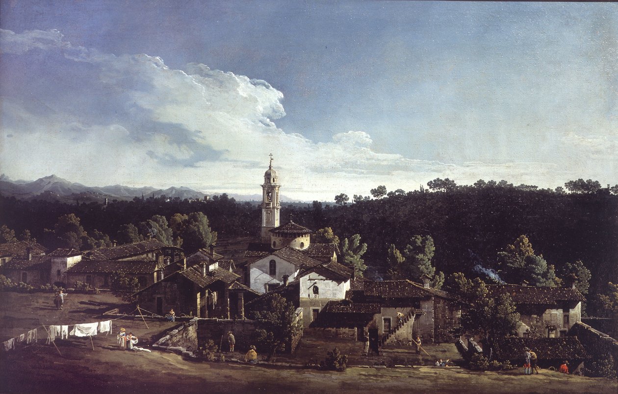 Uitzicht op Gazzada bij Varese door Bernardo Bellotto