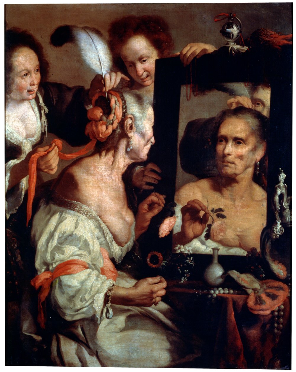 Oude Coquette Vanitas, na 1630 door Bernardo Strozzi