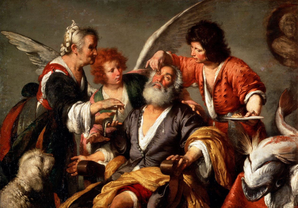 De genezing van Tobit door Bernardo Strozzi