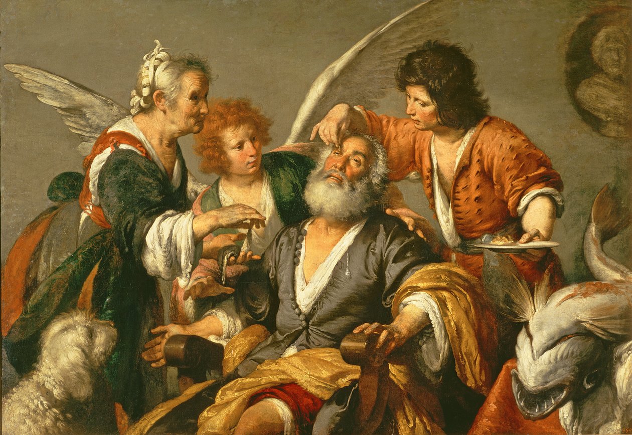 De genezing van Tobit, vroege jaren 1630 door Bernardo Strozzi