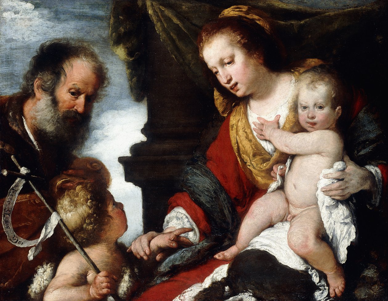 De Heilige Familie met de Heilige St. door Bernardo Strozzi