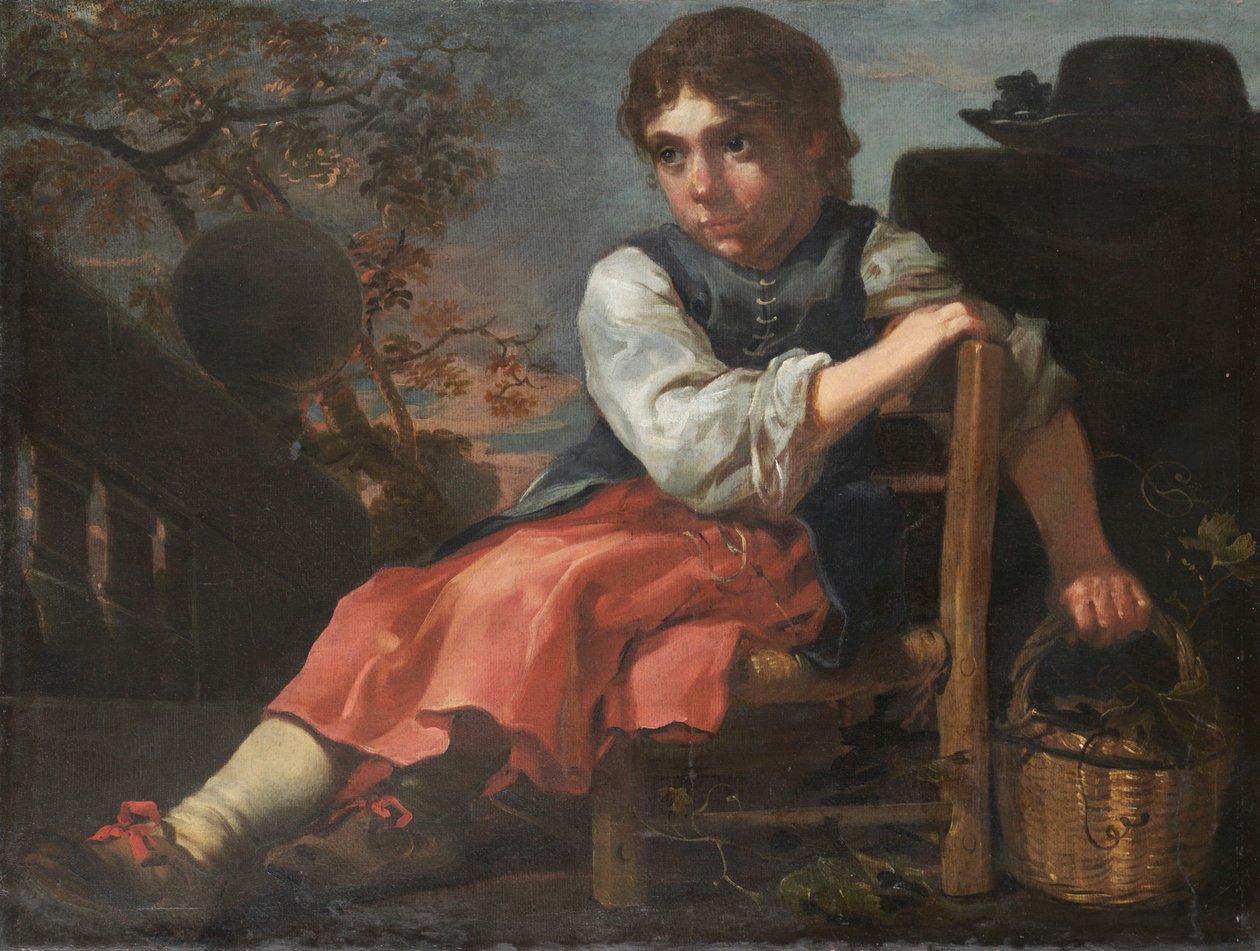 Zittend meisje door Bernhard Keil