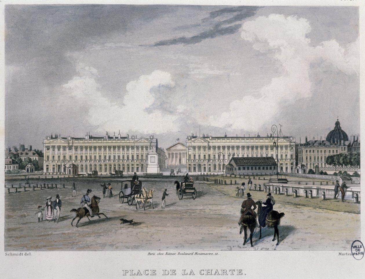 De Place de la Concorde, Parijs, 1832 door Bernhard Schmidt