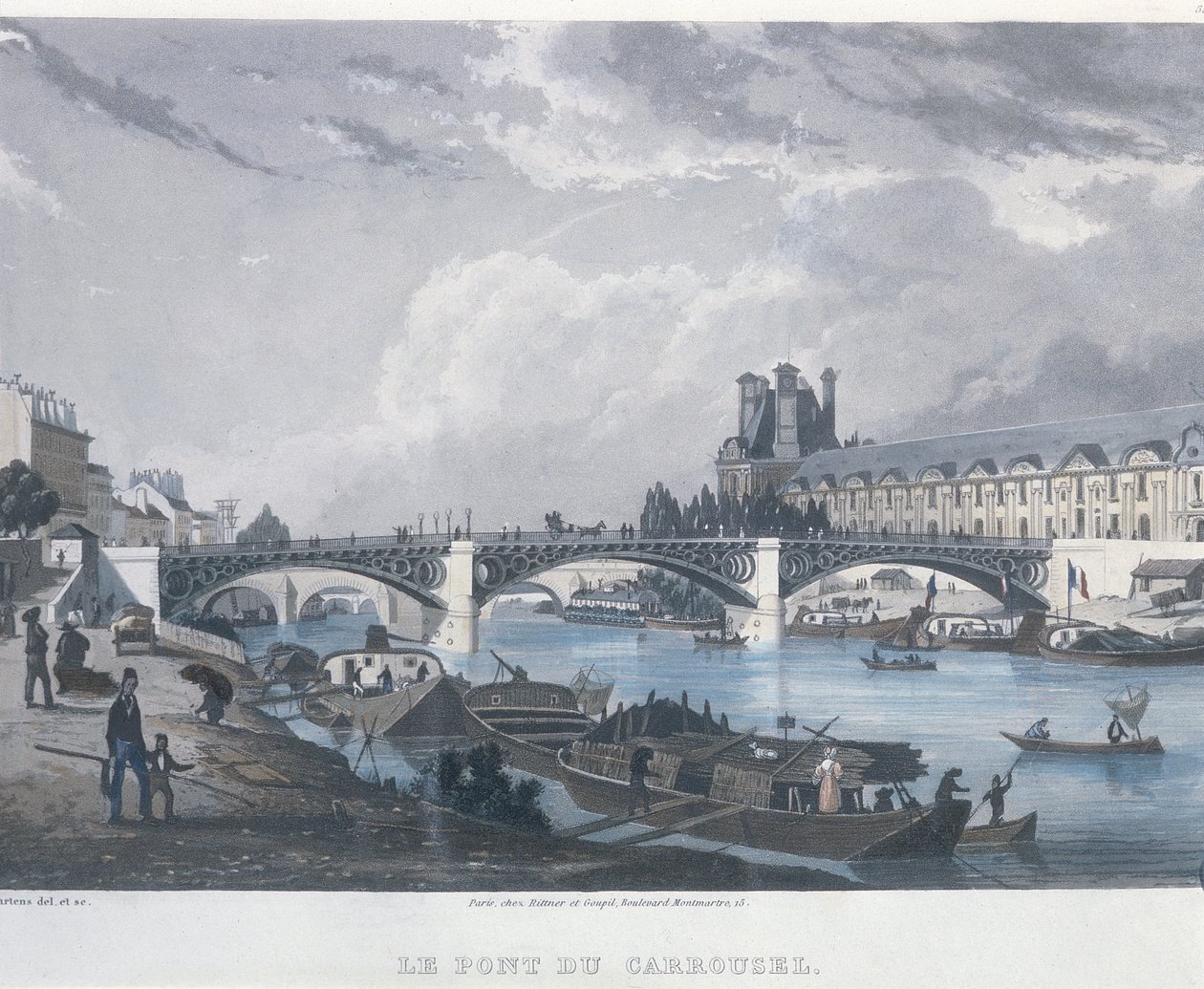 De Pont du Carrousel, 1832 door Bernhard Schmidt