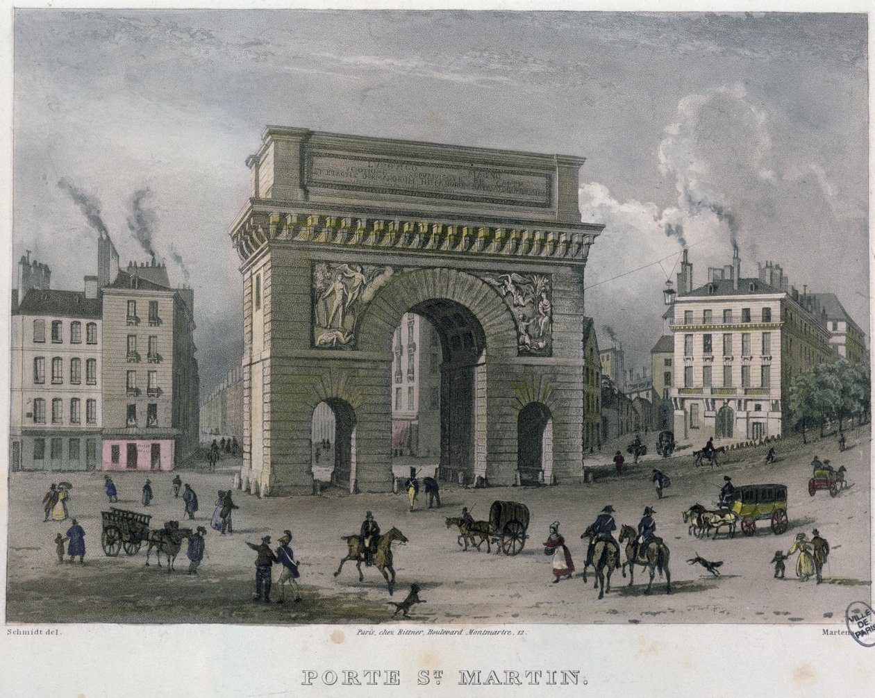De Porte St. Martin, 1832 door Bernhard Schmidt