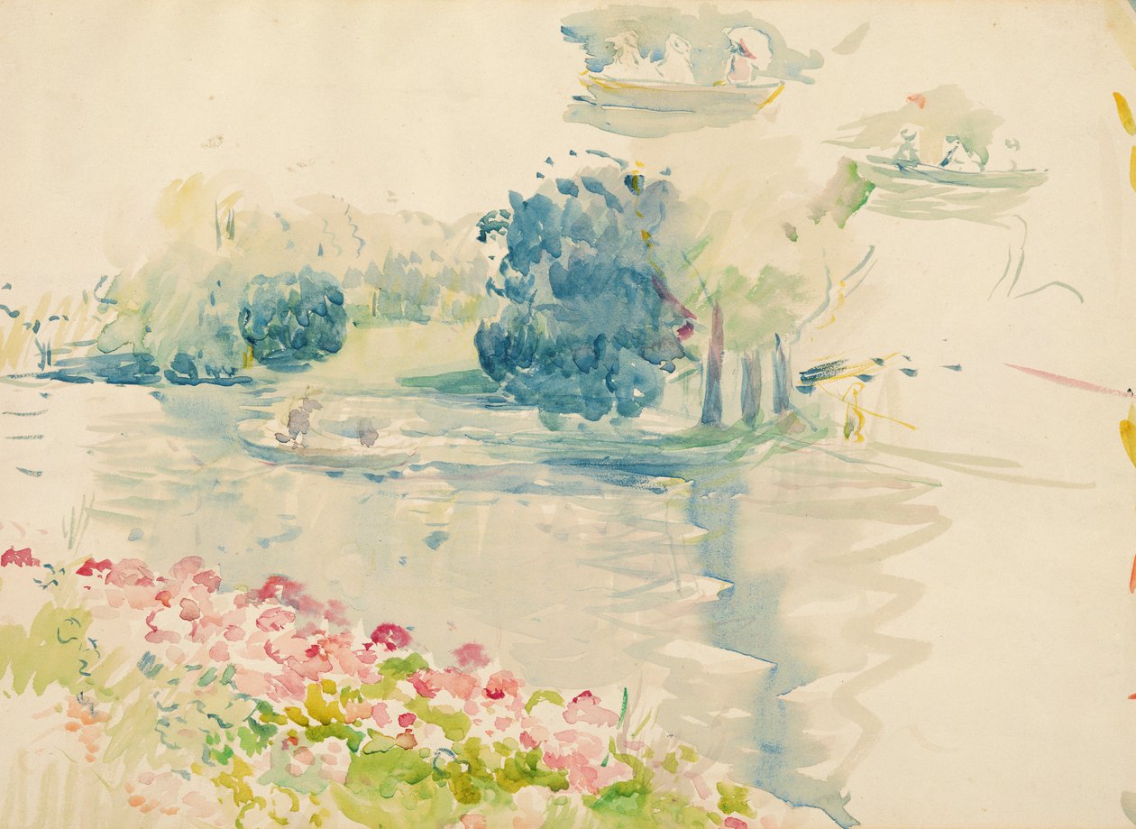 Geraniums bij het meer, 1893 door Berthe Morisot