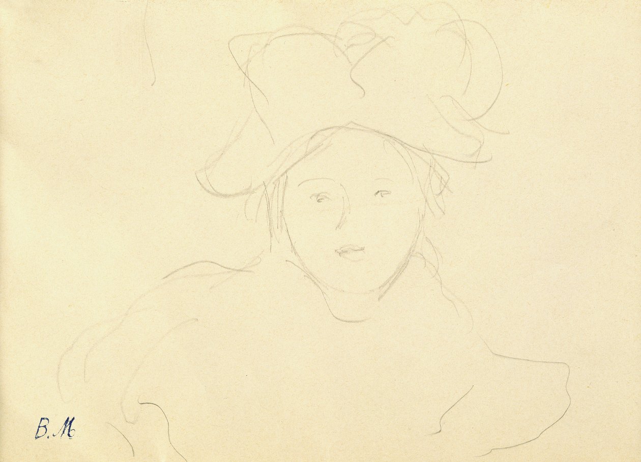 Meisje met een hoed, 1889 door Berthe Morisot