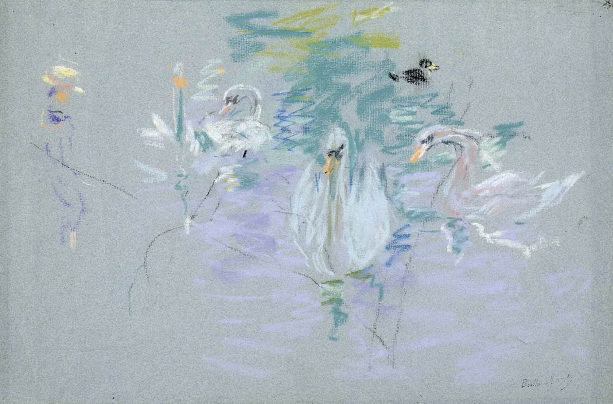 Zwanen, 1885 door Berthe Morisot
