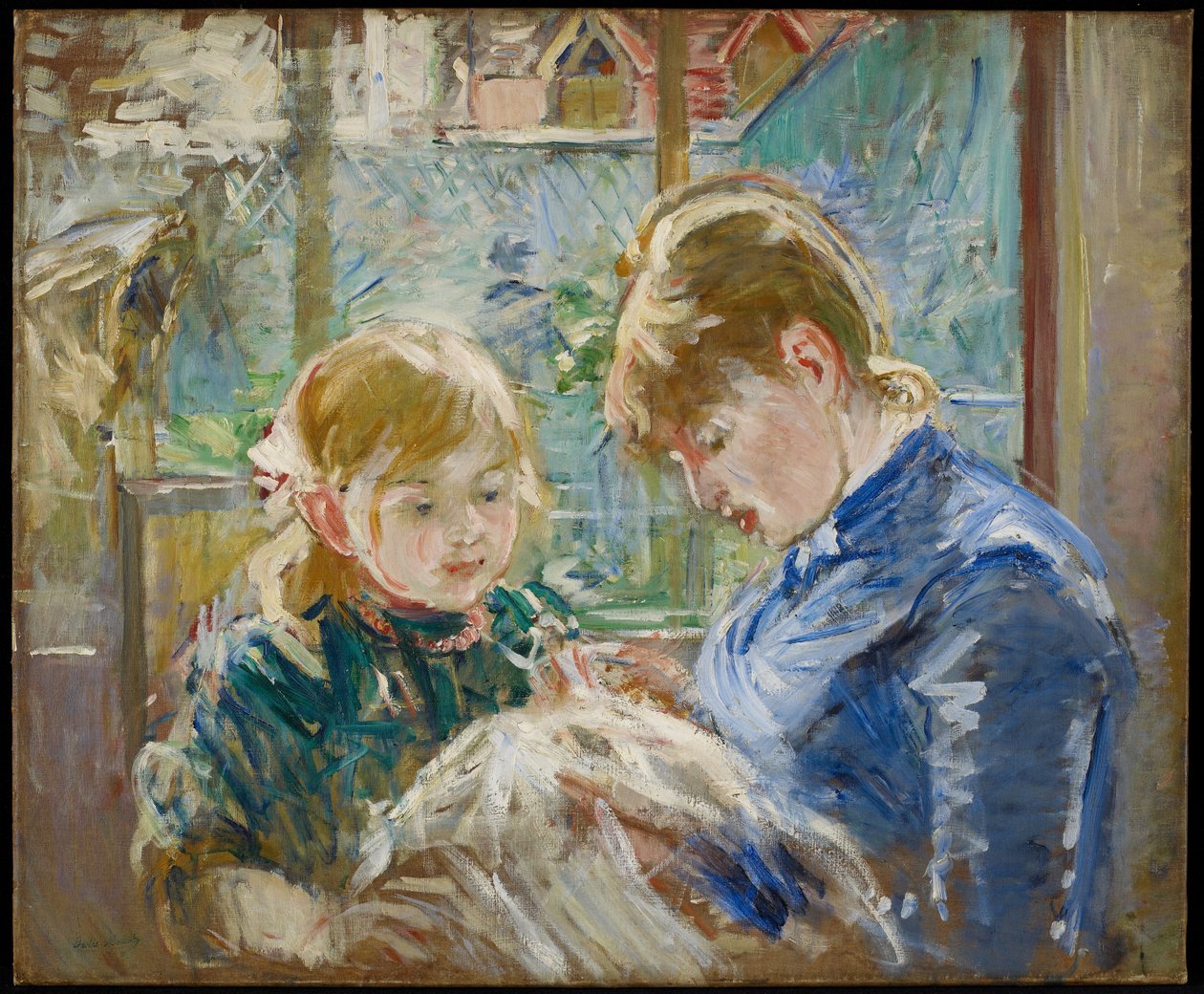 De dochter van de kunstenaar, Julie, met haar oppas, c.1884 door Berthe Morisot