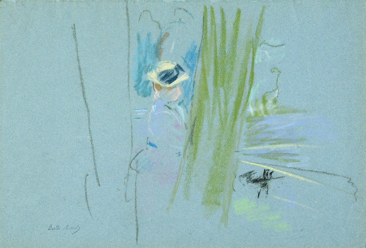 Vrouw die vist bij een meer, 1885 door Berthe Morisot
