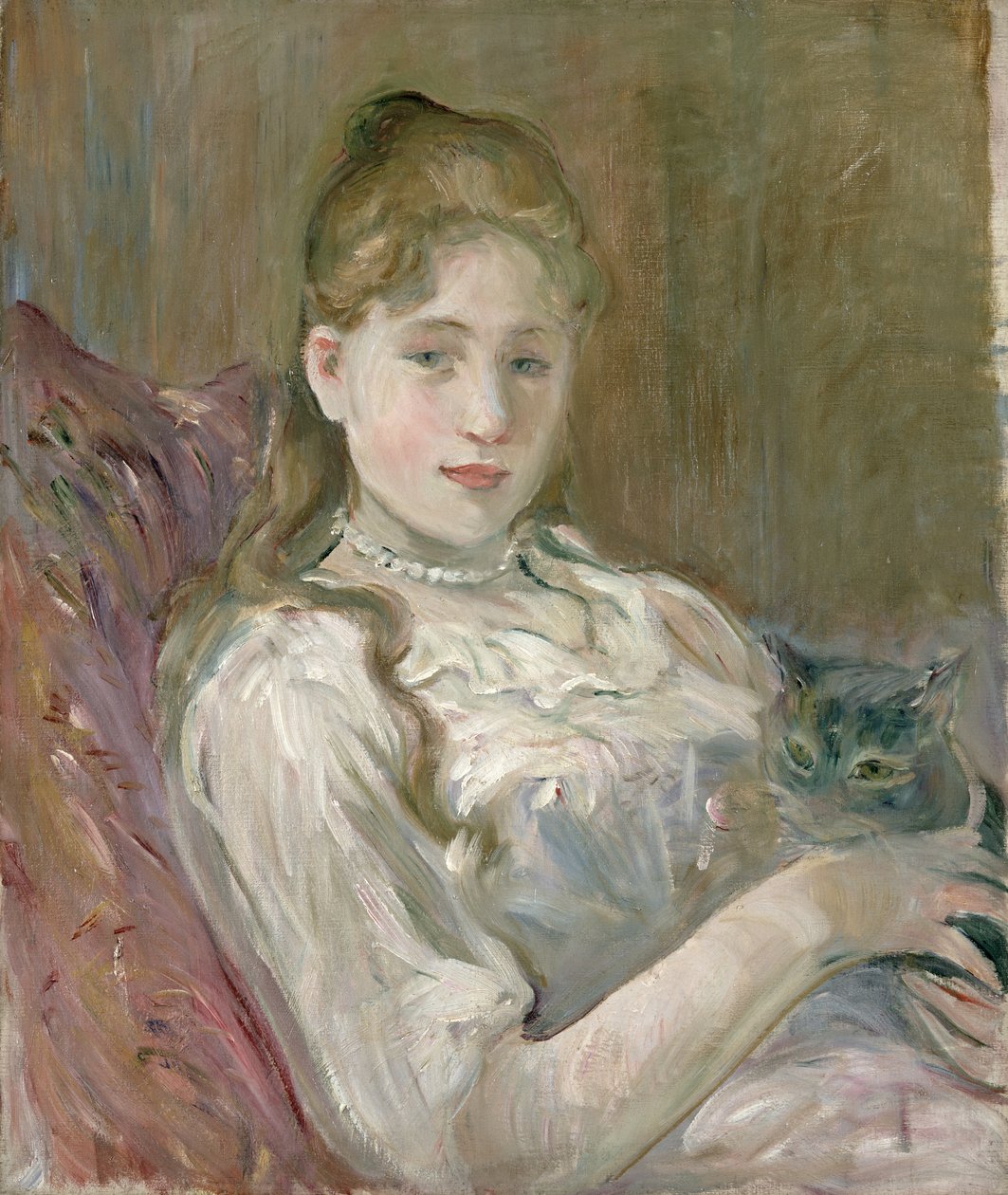Jong Meisje met Kat, 1892 door Berthe Morisot