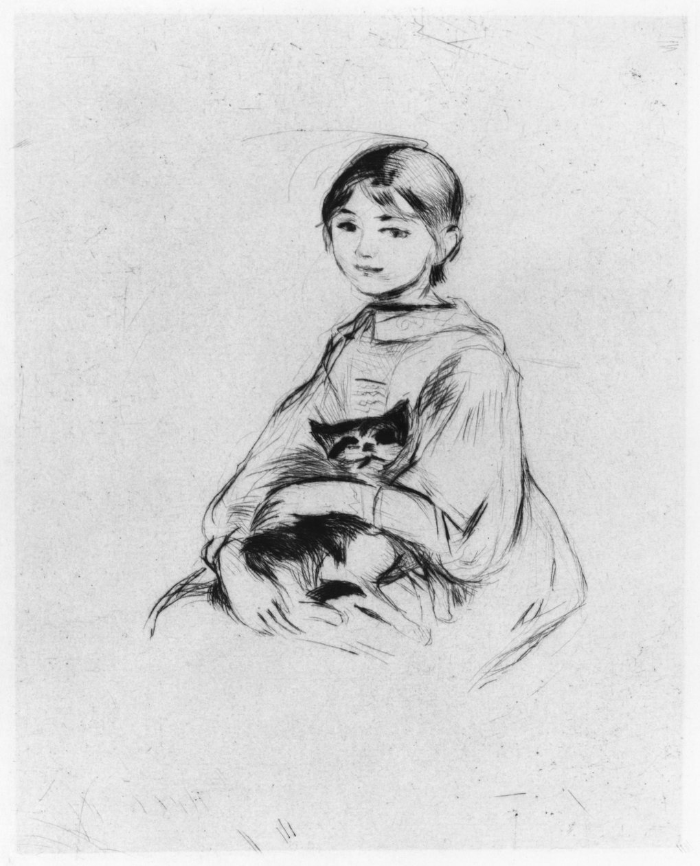 Jong meisje met kat, 1889 door Berthe Morisot