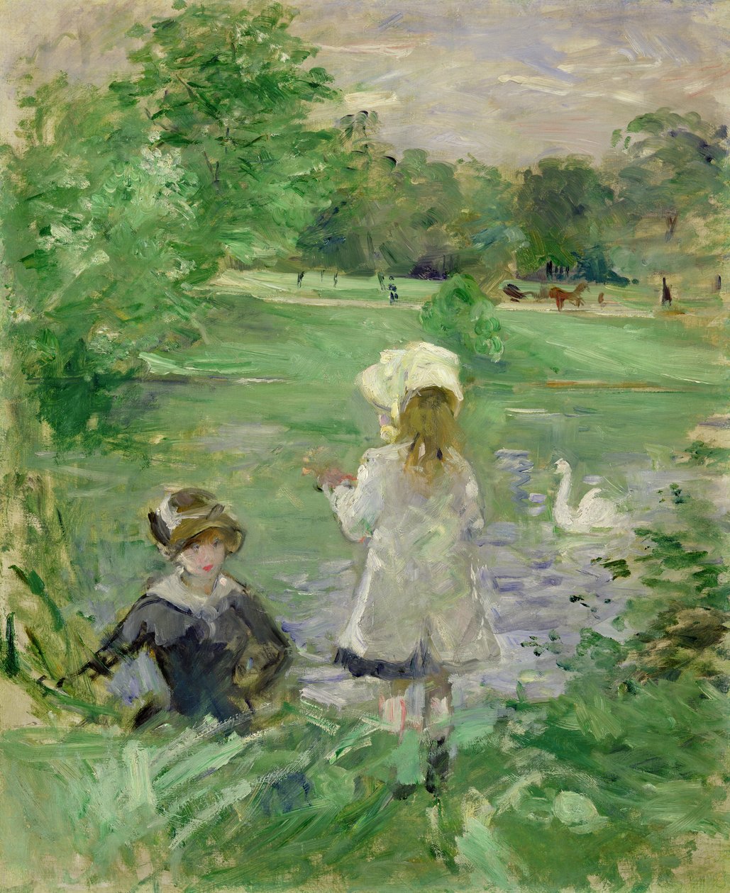 Aan een meer door Berthe Morisot