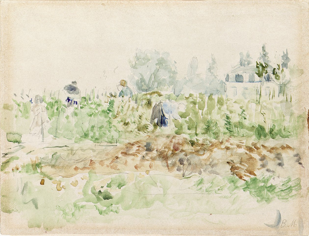 In de wijngaarden door Berthe Morisot