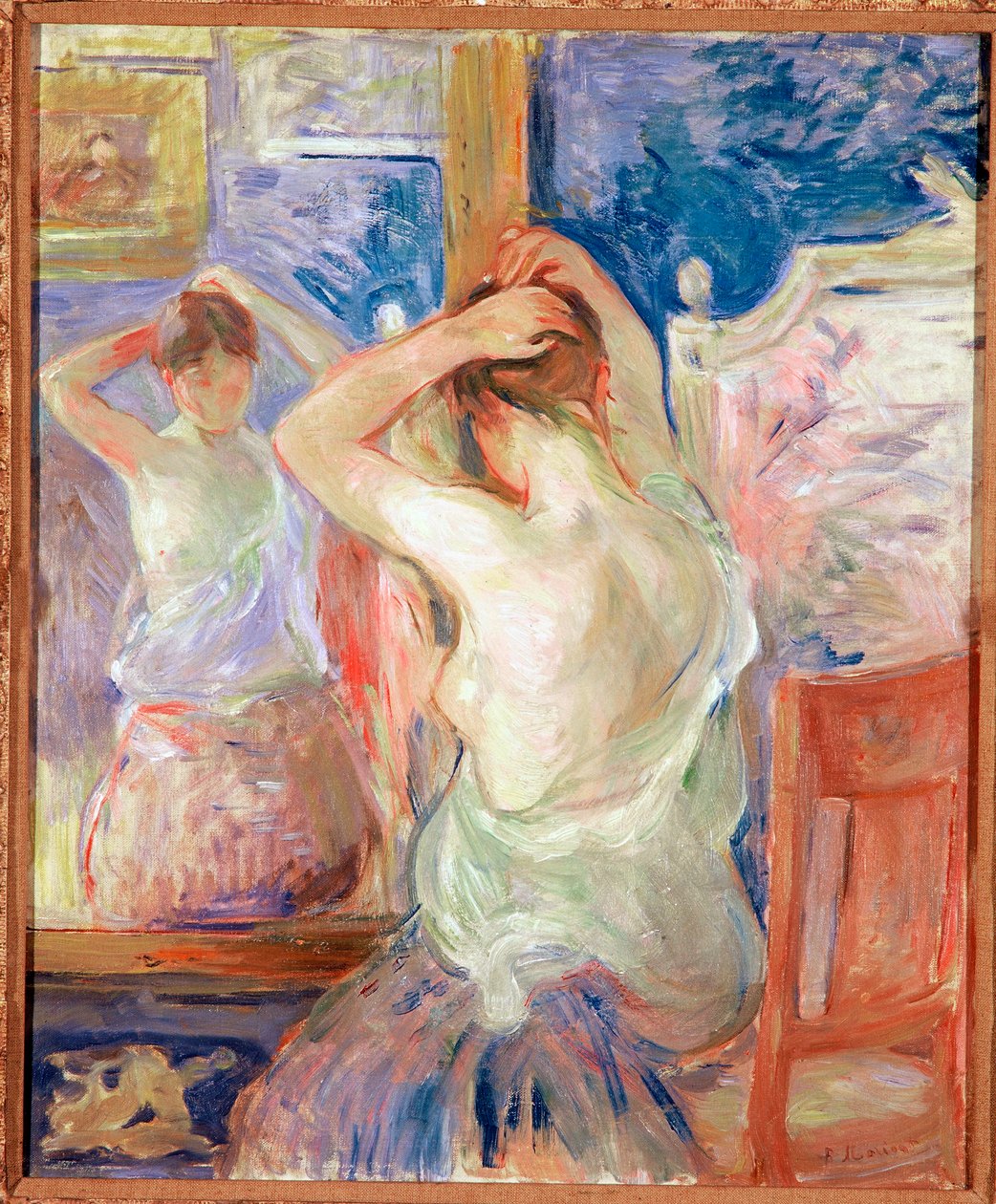 Voor de spiegel door Berthe Morisot