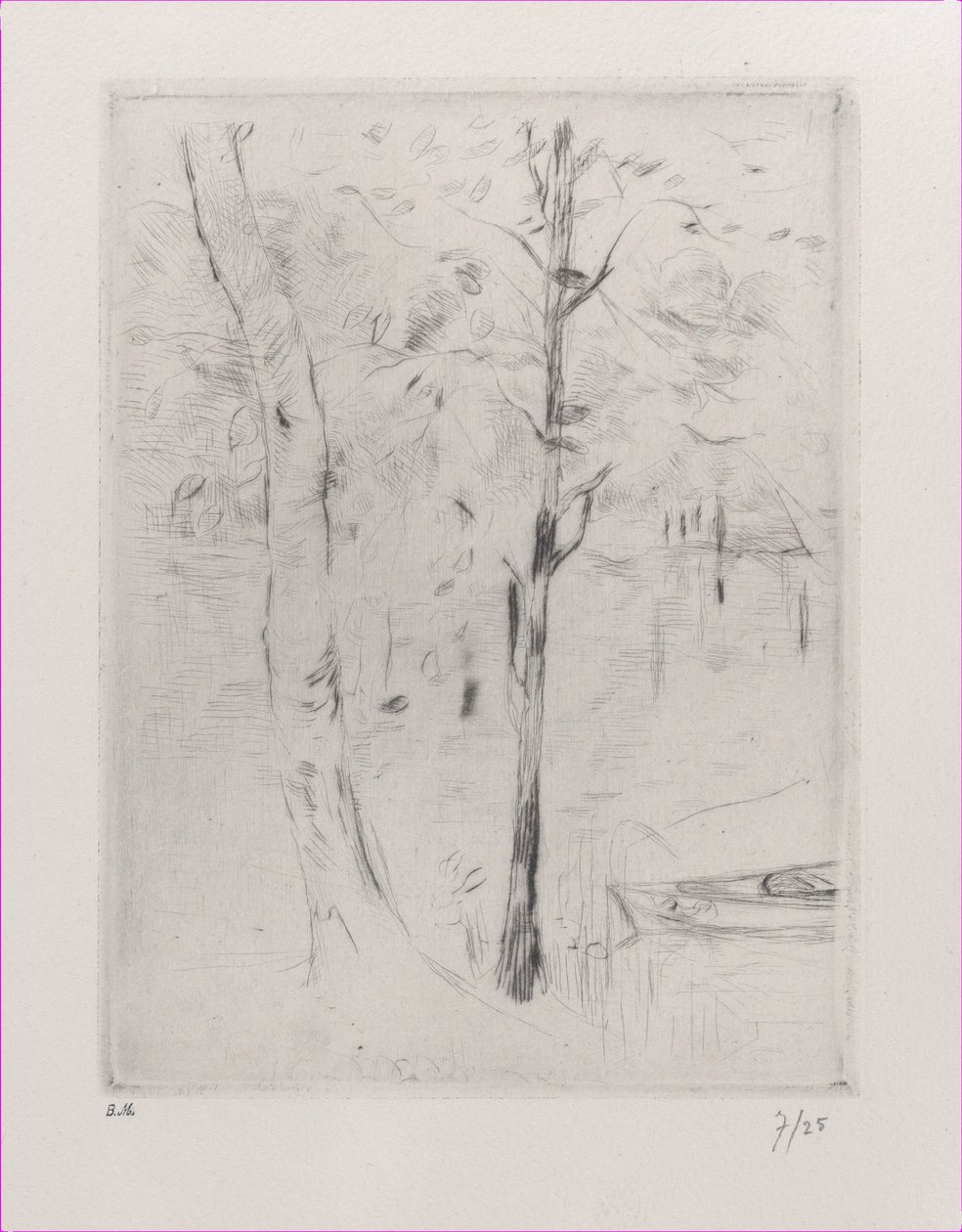 Landschap boomstammen bij een rivier, 1888 door Berthe Morisot