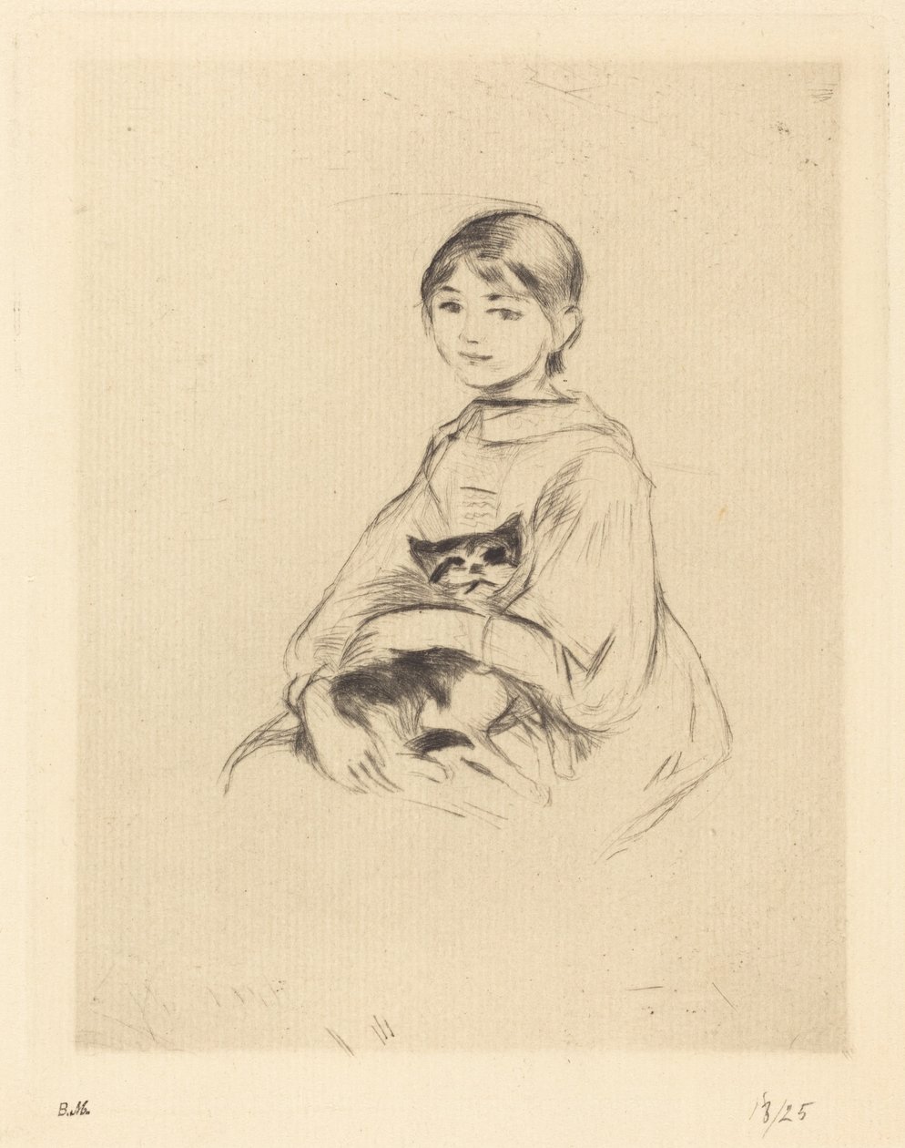 Klein meisje met kat, 1888-1890 door Berthe Morisot