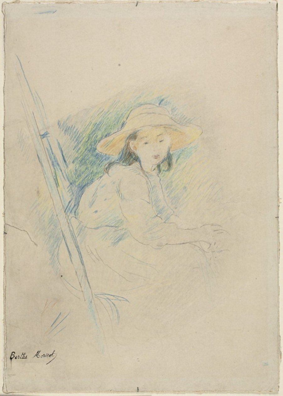 Zittend meisje (Julie Manet) door Berthe Morisot