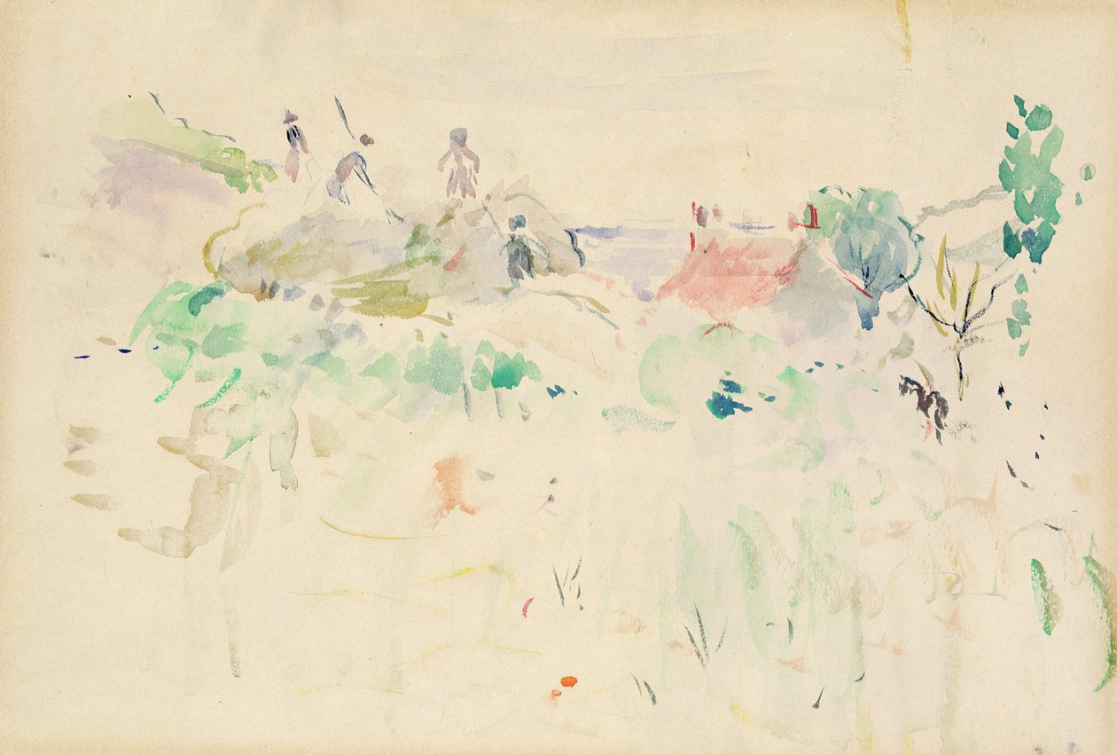 De hooibergen in Jersey, 1886 door Berthe Morisot