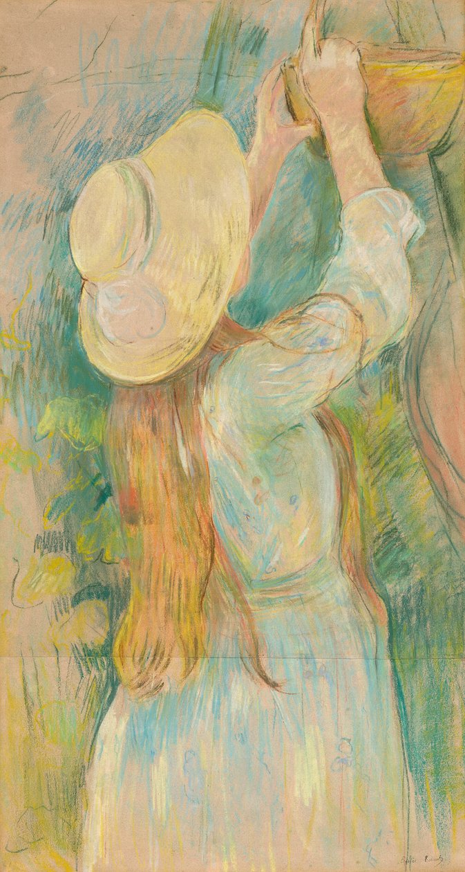 Jong meisje met een mand door Berthe Morisot