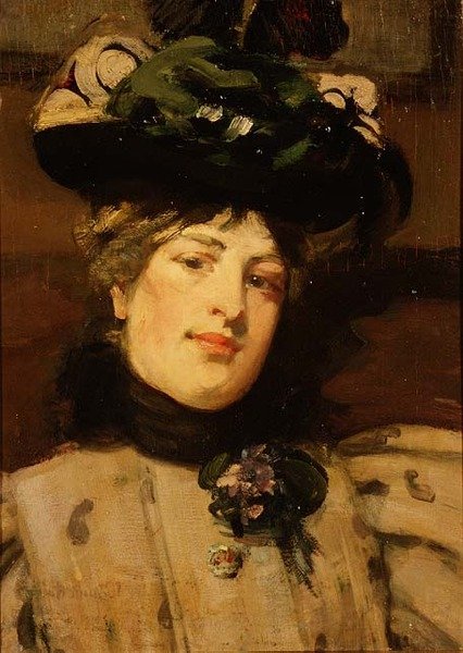 Portret van een dame door Bessie MacNicol