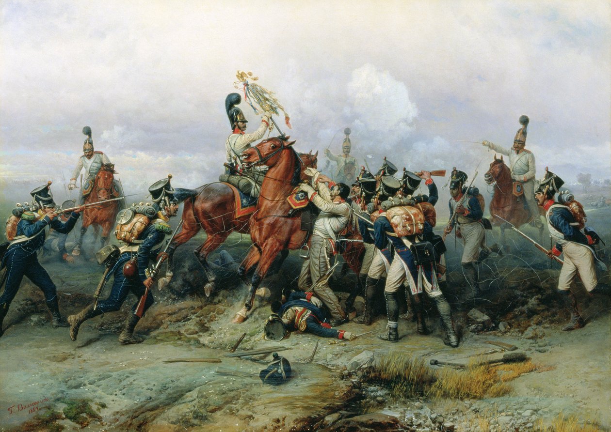 De heldendaad van het bereden regiment in de Slag bij Austerlitz door Bogdan Willewalde