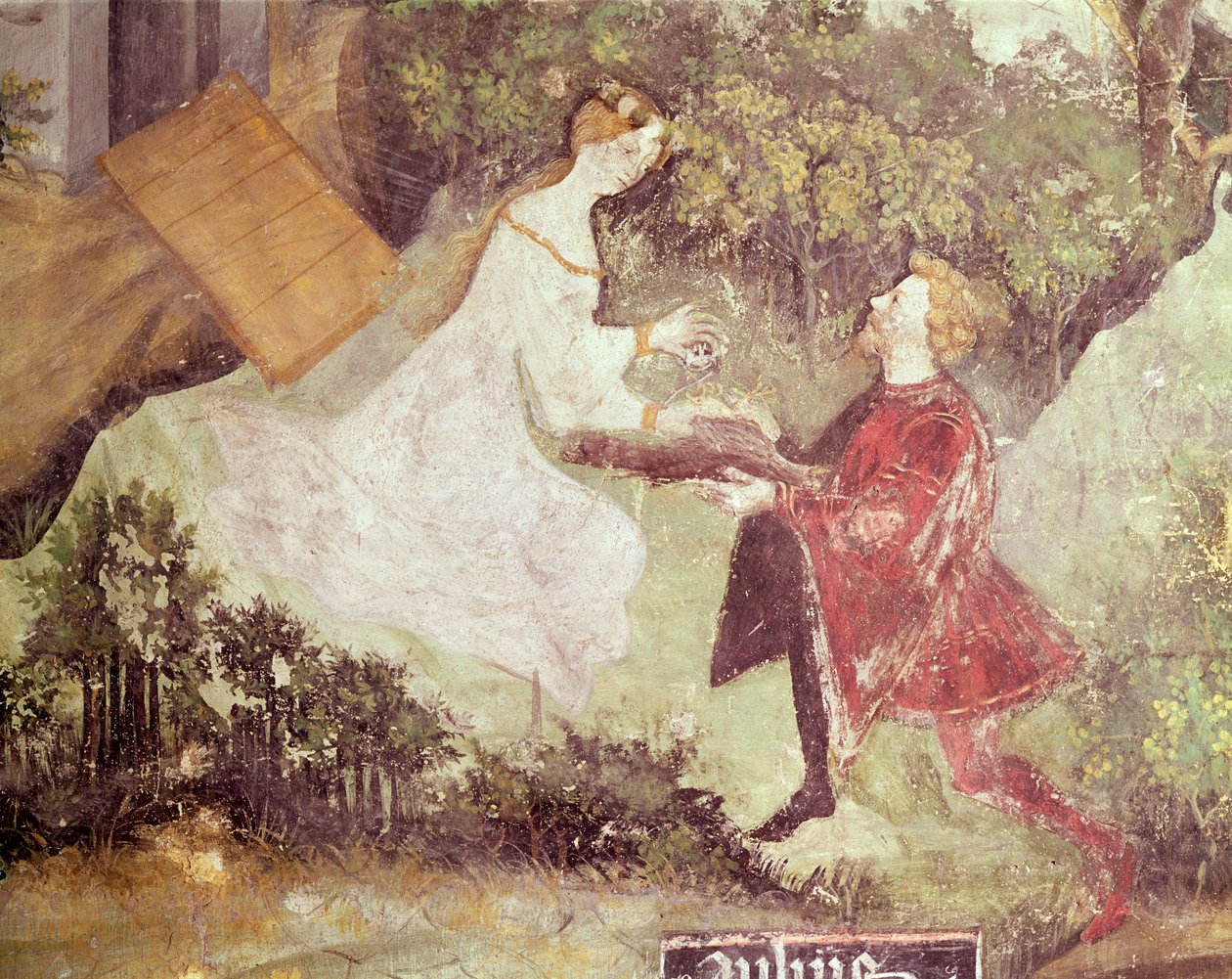 De maand juli, detail van een paar, c.1400 door Bohemian School