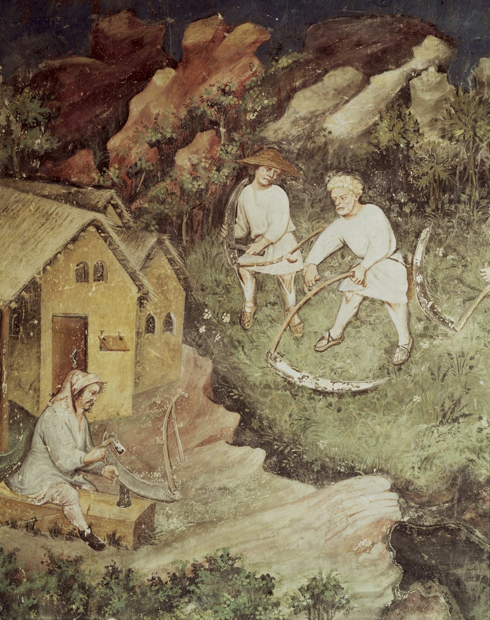 De maand juli, detail van oogsten, ca. 1400 door Bohemian School