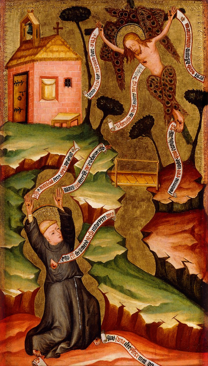 Sint Franciscus ontvangt de stigmata, ca. 1400 door Bohemian School