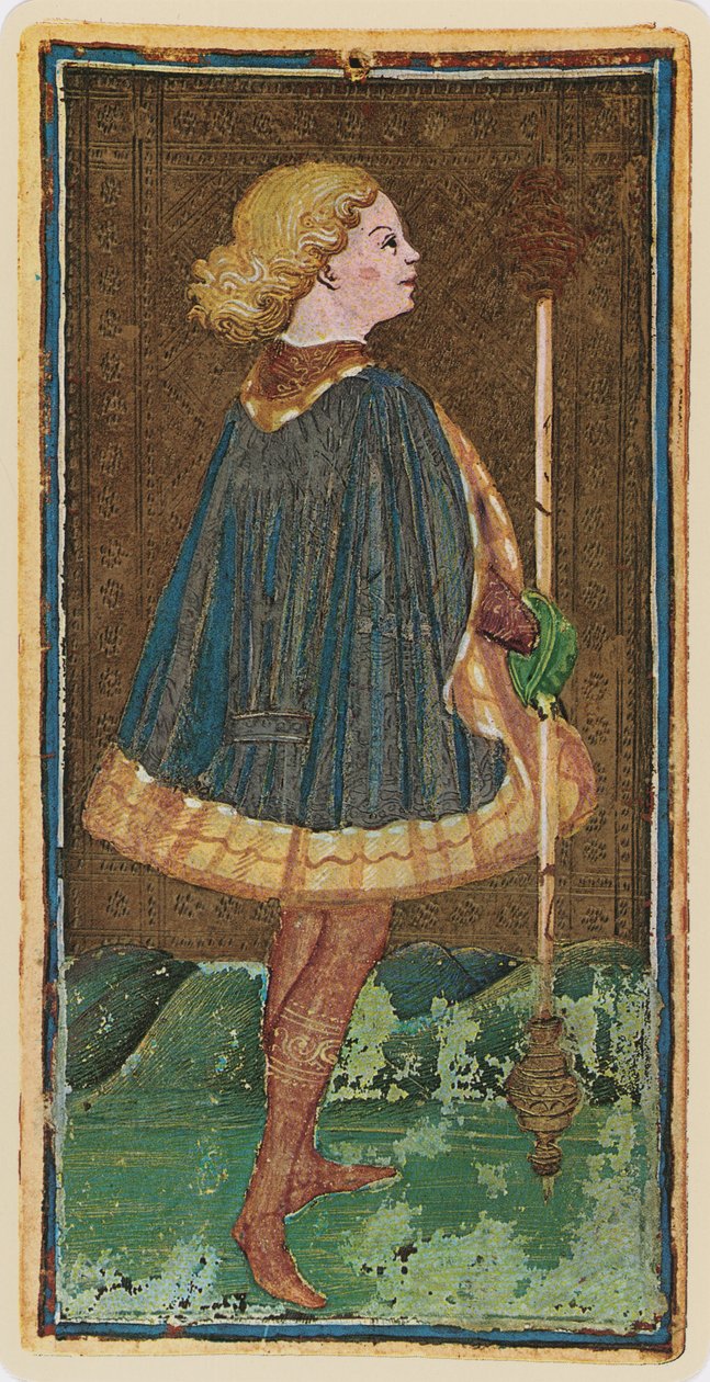 De Knave van Staven, facsimile van een tarotkaart uit het 