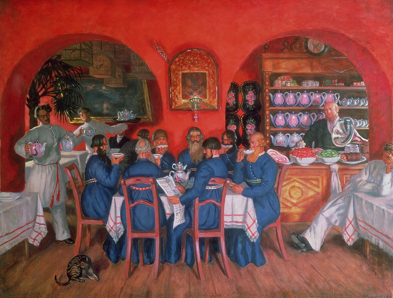 Moskou Café, 1916 door Boris Mikhailovich Kustodiev