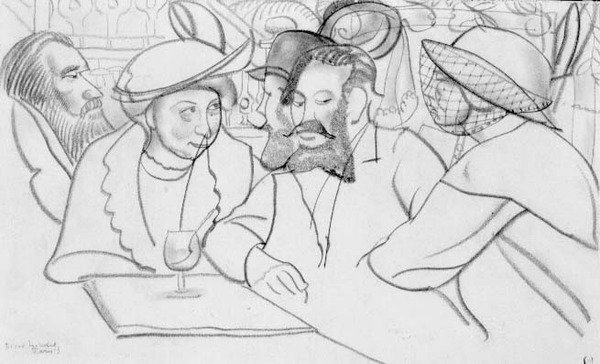 In het Café door Boris Dmitrievich Grigoriev