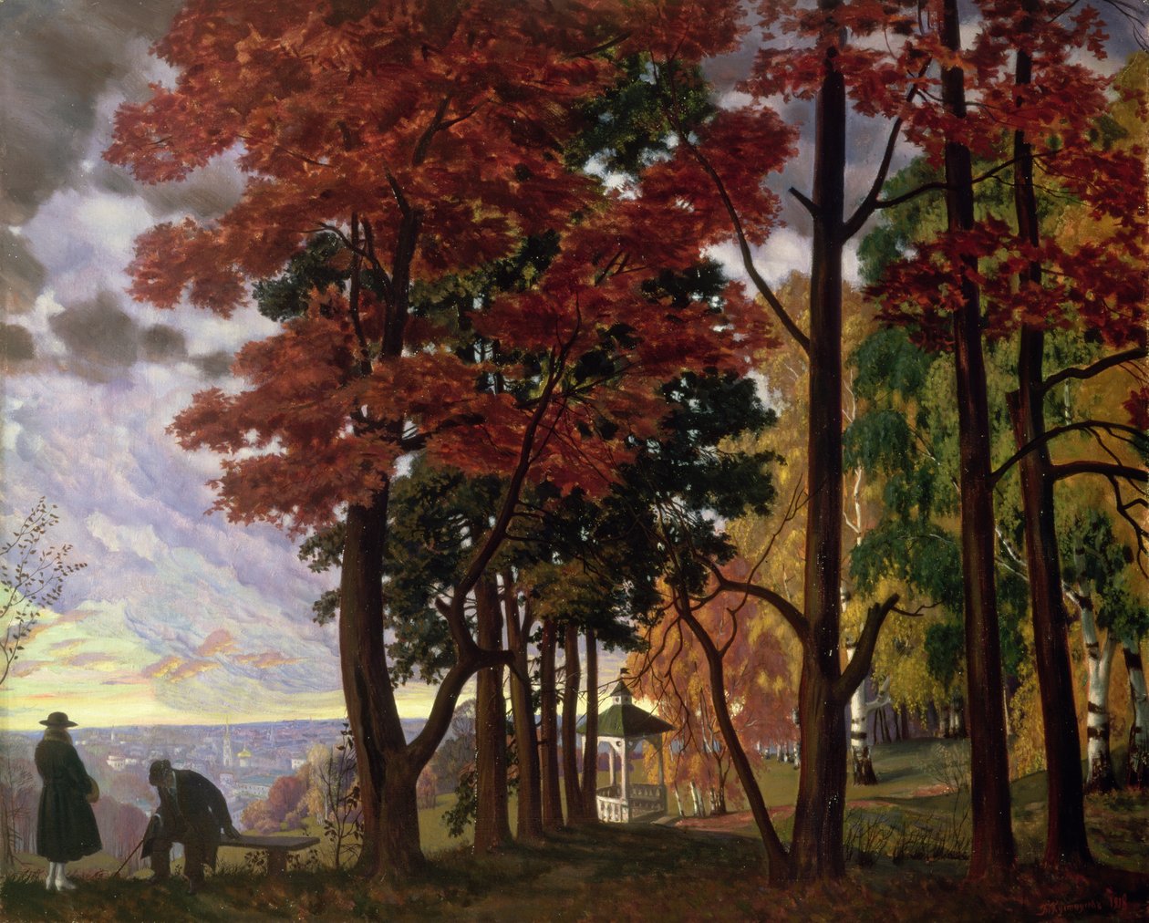 Herfst door Boris Mikhailovich Kustodiev
