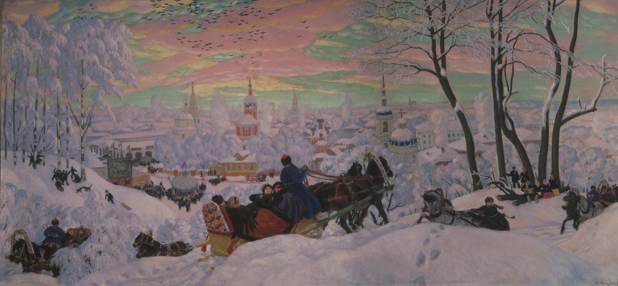 Vastenavond, 1916 door Boris Mikhailovich Kustodiev