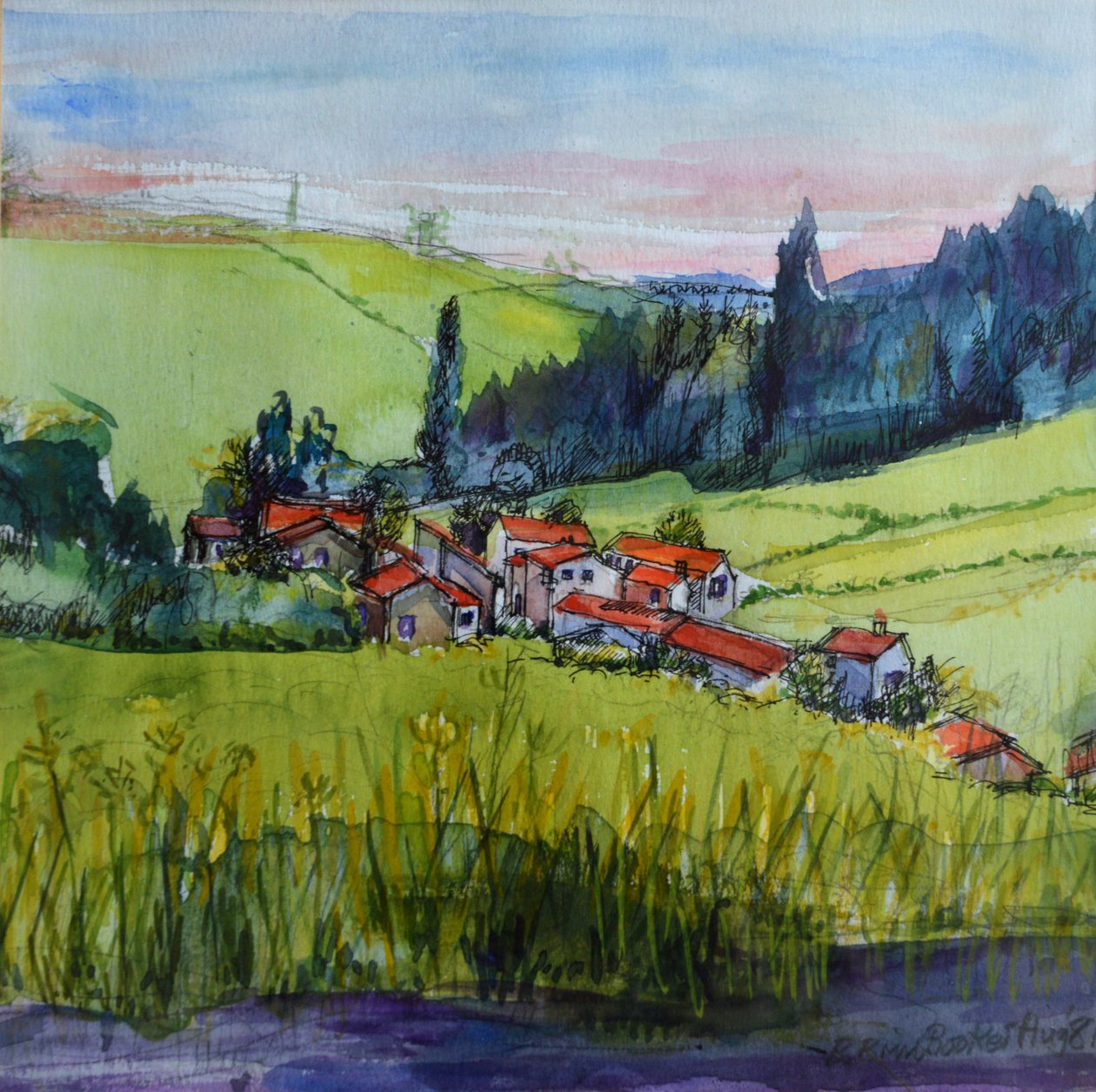 Dorp in de Auvergne door Brenda Brin Booker