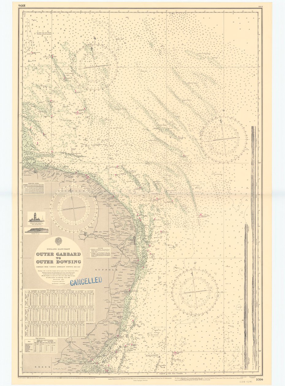 Oostkust van Engeland. Outer Gabbard naar Outer Dowsing door British School