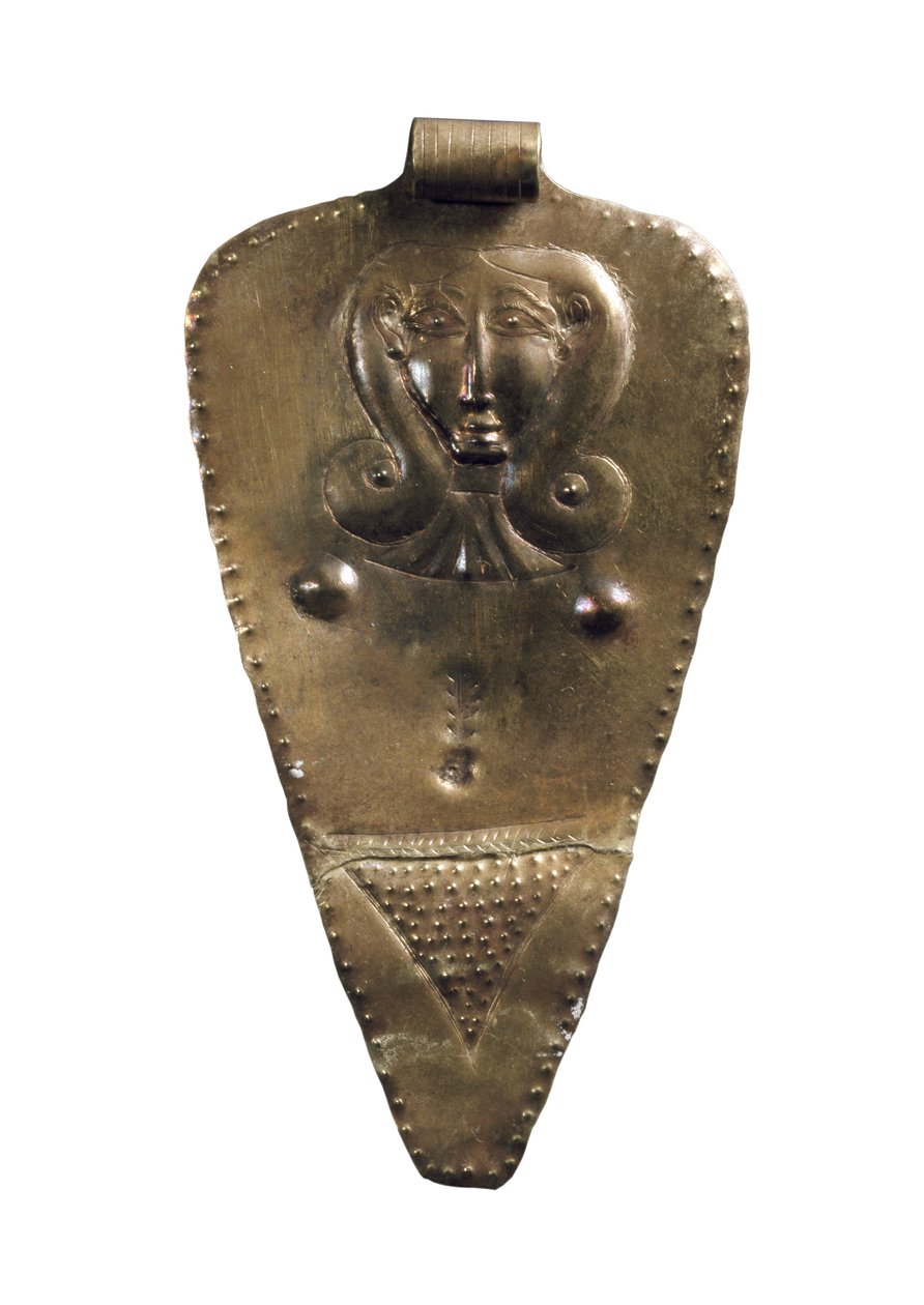 Gouden Moedergodin plaquette hanger, Midden Bronstijd II door Bronze Age