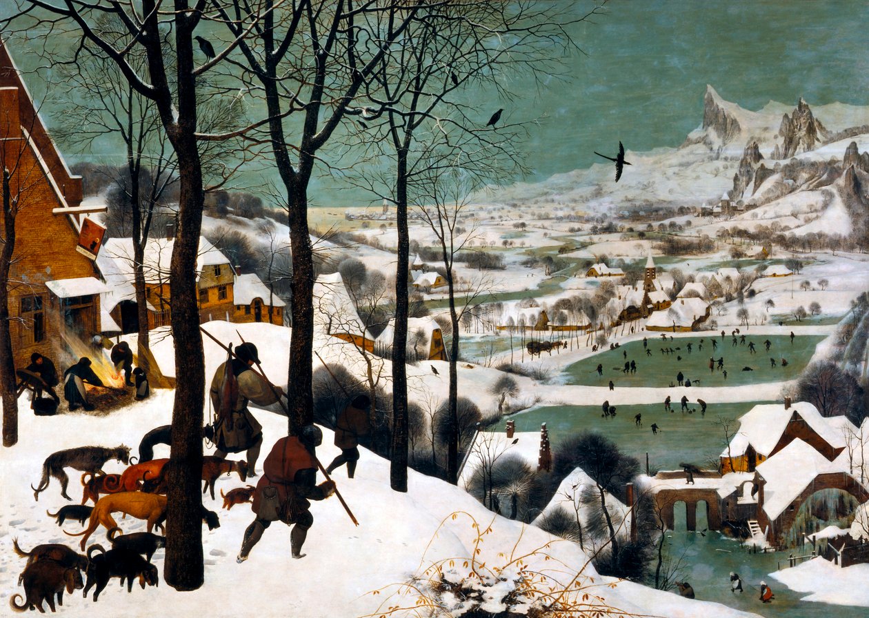Jagers in de sneeuw, winter, 1565 door Bruegel